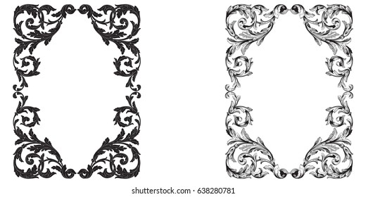 Baroque vector set of vintage elements for design. Decorative design element filigree calligraphy vector. You can use for wedding decoration of greeting card and laser cutting.