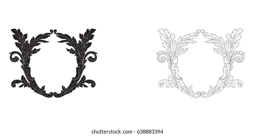 Baroque vector set of vintage elements for design. Decorative design element filigree calligraphy vector. You can use for wedding decoration of greeting card and laser cutting.