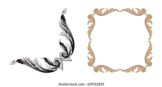 Baroque vector set of vintage elements for design. Decorative design element filigree calligraphy vector. You can use for wedding decoration of greeting card and laser cutting.