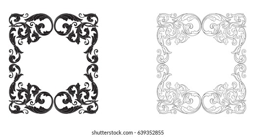 Baroque vector set of vintage elements for design. Decorative design element filigree calligraphy vector. You can use for wedding decoration of greeting card and laser cutting.