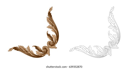 Baroque vector set of vintage elements for design. Decorative design element filigree calligraphy vector. You can use for wedding decoration of greeting card and laser cutting.