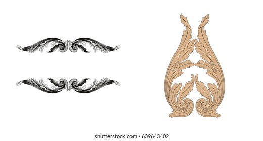 Baroque vector set of vintage elements for design. Decorative design element filigree calligraphy vector. You can use for wedding decoration of greeting card and laser cutting.