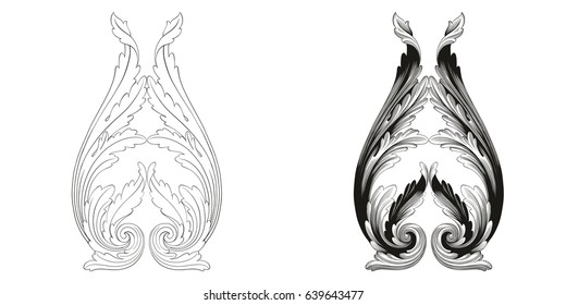 Baroque vector set of vintage elements for design. Decorative design element filigree calligraphy vector. You can use for wedding decoration of greeting card and laser cutting.