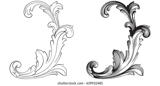 Baroque vector set of vintage elements for design. Decorative design element filigree calligraphy vector. You can use for wedding decoration of greeting card and laser cutting.