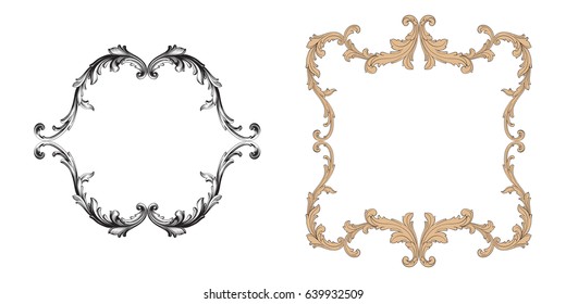 Baroque vector set of vintage elements for design. Decorative design element filigree calligraphy vector. You can use for wedding decoration of greeting card and laser cutting.