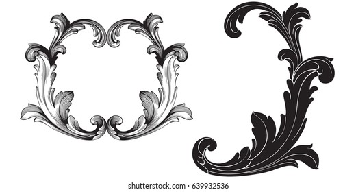 Baroque vector set of vintage elements for design. Decorative design element filigree calligraphy vector. You can use for wedding decoration of greeting card and laser cutting.