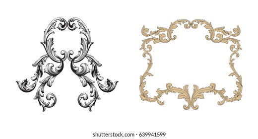 Baroque vector set of vintage elements for design. Decorative design element filigree calligraphy vector. You can use for wedding decoration of greeting card and laser cutting.