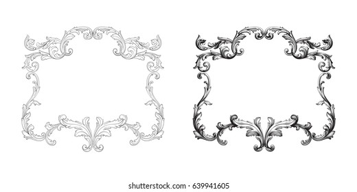 Baroque vector set of vintage elements for design. Decorative design element filigree calligraphy vector. You can use for wedding decoration of greeting card and laser cutting.