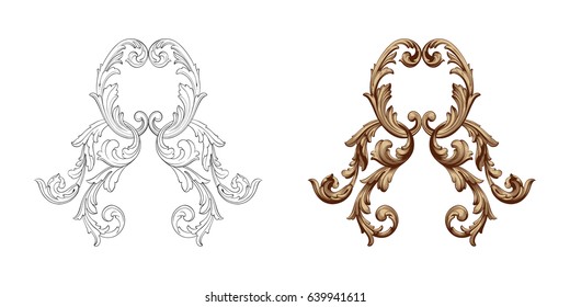 Baroque vector set of vintage elements for design. Decorative design element filigree calligraphy vector. You can use for wedding decoration of greeting card and laser cutting.