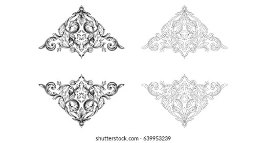 Baroque vector set of vintage elements for design. Decorative design element filigree calligraphy vector. You can use for wedding decoration of greeting card and laser cutting.