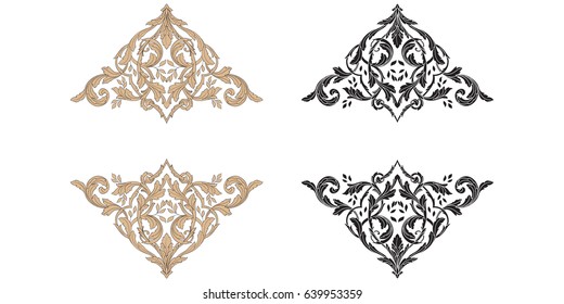 Baroque vector set of vintage elements for design. Decorative design element filigree calligraphy vector. You can use for wedding decoration of greeting card and laser cutting.