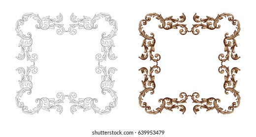 Baroque vector set of vintage elements for design. Decorative design element filigree calligraphy vector. You can use for wedding decoration of greeting card and laser cutting.