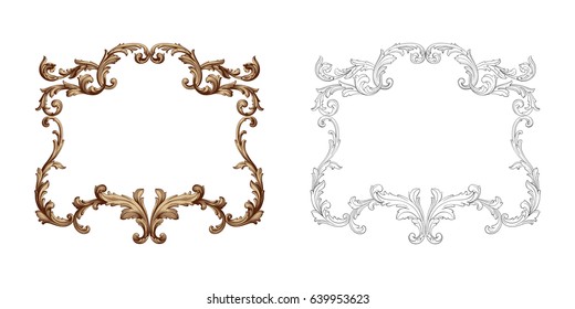 Baroque vector set of vintage elements for design. Decorative design element filigree calligraphy vector. You can use for wedding decoration of greeting card and laser cutting.