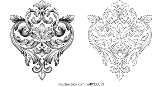 Baroque vector set of vintage elements for design. Decorative design element filigree calligraphy vector. You can use for wedding decoration of greeting card and laser cutting.