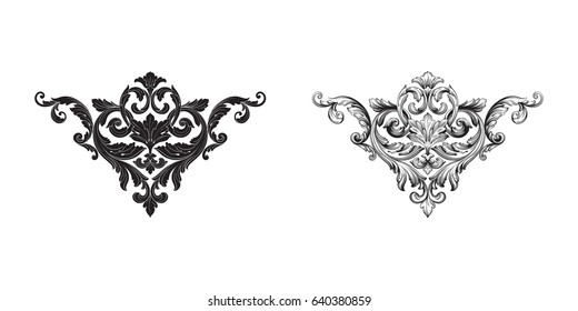 Baroque vector set of vintage elements for design. Decorative design element filigree calligraphy vector. You can use for wedding decoration of greeting card and laser cutting.