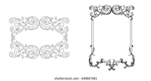 Baroque vector set of vintage elements for design. Decorative design element filigree calligraphy vector. You can use for wedding decoration of greeting card and laser cutting.
