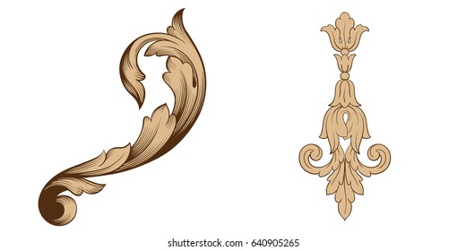 Baroque vector set of vintage elements for design. Decorative design element filigree calligraphy vector. You can use for wedding decoration of greeting card and laser cutting.