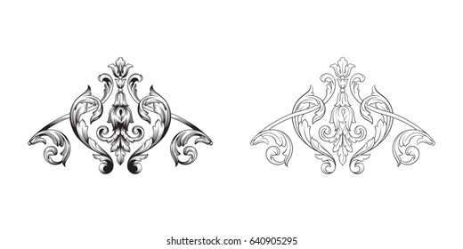 Baroque vector set of vintage elements for design. Decorative design element filigree calligraphy vector. You can use for wedding decoration of greeting card and laser cutting.