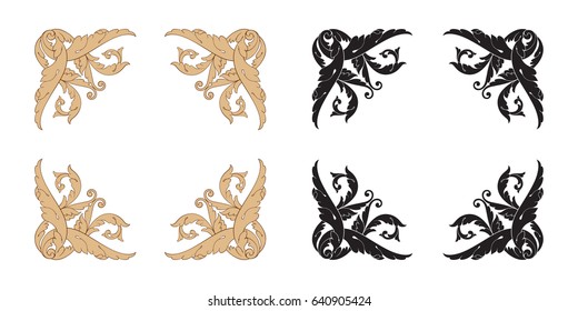 Baroque vector set of vintage elements for design. Decorative design element filigree calligraphy vector. You can use for wedding decoration of greeting card and laser cutting.