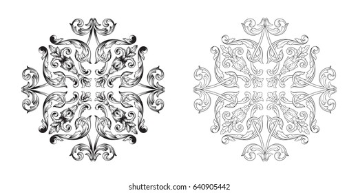 Baroque vector set of vintage elements for design. Decorative design element filigree calligraphy vector. You can use for wedding decoration of greeting card and laser cutting.