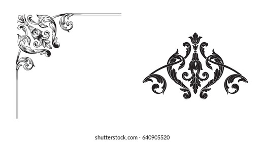 Baroque vector set of vintage elements for design. Decorative design element filigree calligraphy vector. You can use for wedding decoration of greeting card and laser cutting.