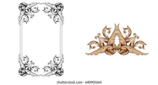 Baroque vector set of vintage elements for design. Decorative design element filigree calligraphy vector. You can use for wedding decoration of greeting card and laser cutting.