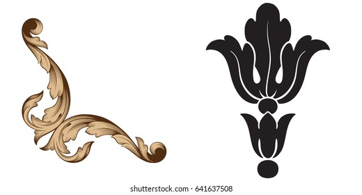 Baroque vector set of vintage elements for design. Decorative design element filigree calligraphy vector. You can use for wedding decoration of greeting card and laser cutting.