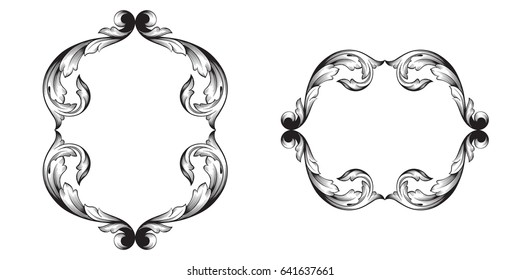 Baroque vector set of vintage elements for design. Decorative design element filigree calligraphy vector. You can use for wedding decoration of greeting card and laser cutting.