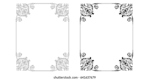 Baroque vector set of vintage elements for design. Decorative design element filigree calligraphy vector. You can use for wedding decoration of greeting card and laser cutting.