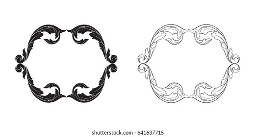 Baroque vector set of vintage elements for design. Decorative design element filigree calligraphy vector. You can use for wedding decoration of greeting card and laser cutting.