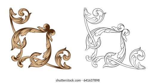 Baroque vector set of vintage elements for design. Decorative design element filigree calligraphy vector. You can use for wedding decoration of greeting card and laser cutting.