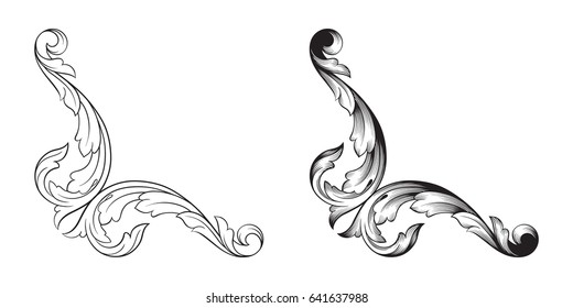 Baroque vector set of vintage elements for design. Decorative design element filigree calligraphy vector. You can use for wedding decoration of greeting card and laser cutting.