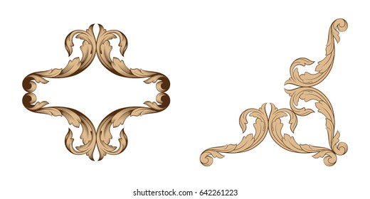 Baroque vector set of vintage elements for design. Decorative design element filigree calligraphy vector. You can use for wedding decoration of greeting card and laser cutting.