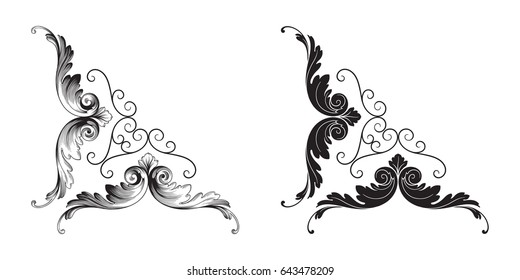 Baroque vector set of vintage elements for design. Decorative design element filigree calligraphy vector. You can use for wedding decoration of greeting card and laser cutting.