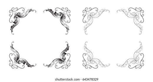 Baroque vector set of vintage elements for design. Decorative design element filigree calligraphy vector. You can use for wedding decoration of greeting card and laser cutting.