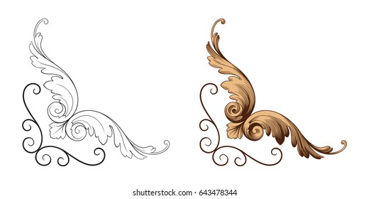 Baroque vector set of vintage elements for design. Decorative design element filigree calligraphy vector. You can use for wedding decoration of greeting card and laser cutting.