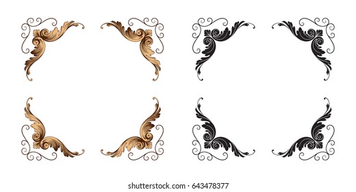 Baroque vector set of vintage elements for design. Decorative design element filigree calligraphy vector. You can use for wedding decoration of greeting card and laser cutting.