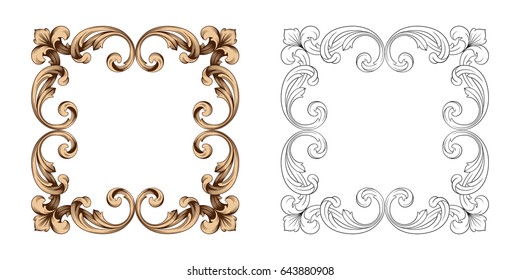 Baroque vector set of vintage elements for design. Decorative design element filigree calligraphy vector. You can use for wedding decoration of greeting card and laser cutting.