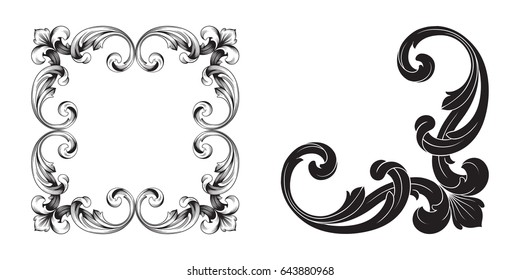 Baroque vector set of vintage elements for design. Decorative design element filigree calligraphy vector. You can use for wedding decoration of greeting card and laser cutting.