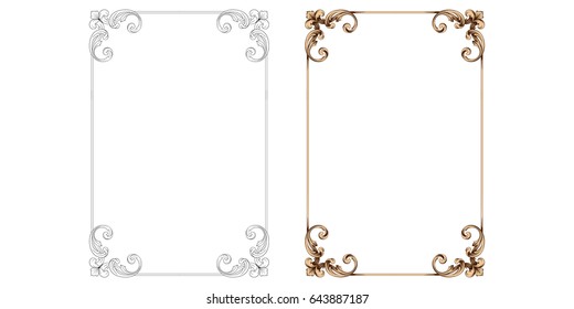 Baroque vector set of vintage elements for design. Decorative design element filigree calligraphy vector. You can use for wedding decoration of greeting card and laser cutting.