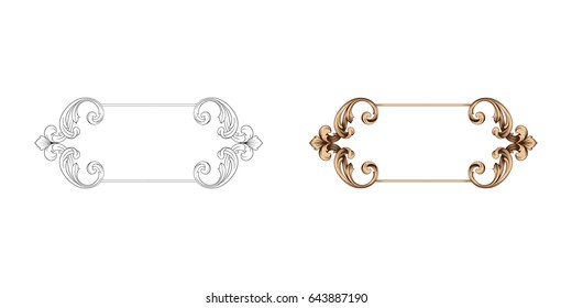 Baroque vector set of vintage elements for design. Decorative design element filigree calligraphy vector. You can use for wedding decoration of greeting card and laser cutting.