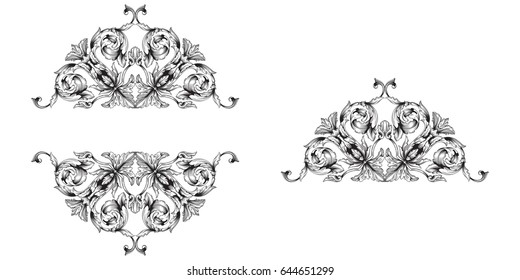 Baroque vector set of vintage elements for design. Decorative design element filigree calligraphy vector. You can use for wedding decoration of greeting card and laser cutting.