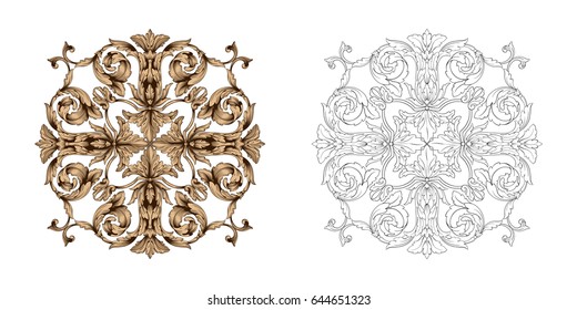Baroque vector set of vintage elements for design. Decorative design element filigree calligraphy vector. You can use for wedding decoration of greeting card and laser cutting.