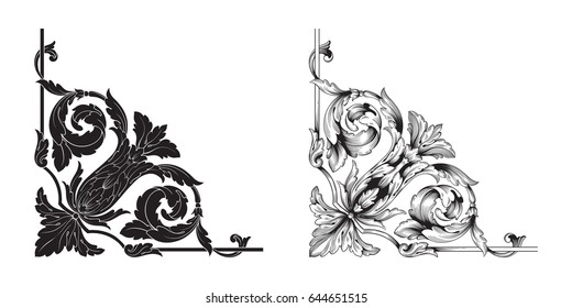 Baroque vector set of vintage elements for design. Decorative design element filigree calligraphy vector. You can use for wedding decoration of greeting card and laser cutting.