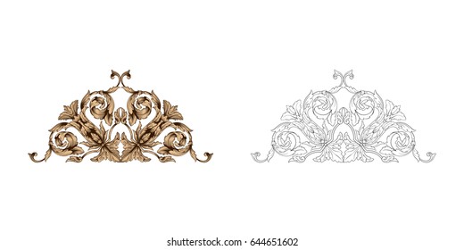 Baroque vector set of vintage elements for design. Decorative design element filigree calligraphy vector. You can use for wedding decoration of greeting card and laser cutting.