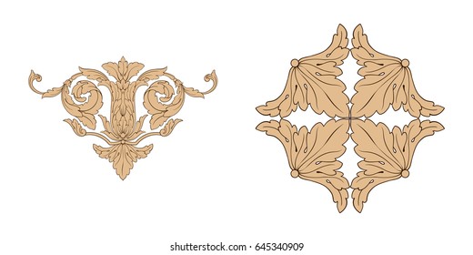 Baroque vector set of vintage elements for design. Decorative design element filigree calligraphy vector. You can use for wedding decoration of greeting card and laser cutting.