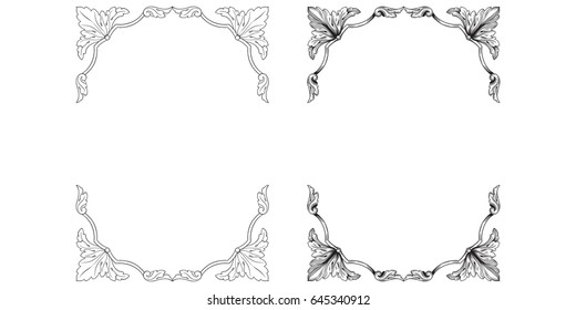Baroque vector set of vintage elements for design. Decorative design element filigree calligraphy vector. You can use for wedding decoration of greeting card and laser cutting.