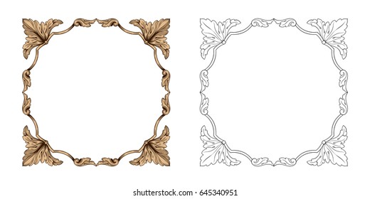 Baroque vector set of vintage elements for design. Decorative design element filigree calligraphy vector. You can use for wedding decoration of greeting card and laser cutting.