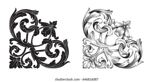 Baroque vector set of vintage elements for design. Decorative design element filigree calligraphy vector. You can use for wedding decoration of greeting card and laser cutting.