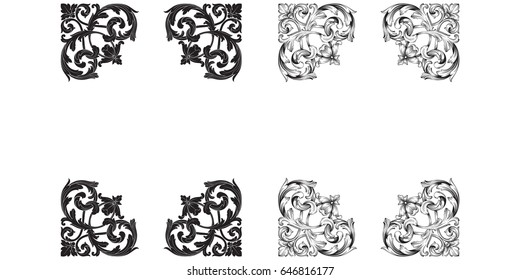 Baroque vector set of vintage elements for design. Decorative design element filigree calligraphy vector. You can use for wedding decoration of greeting card and laser cutting.